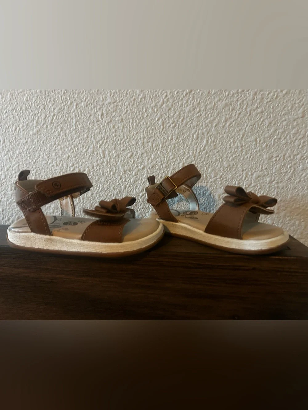 Stride Rite Toddler Brown Faux-Leather Sandals with Bow